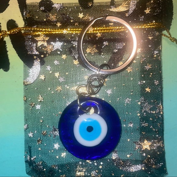 ✨🧿Evil Eye Keychain w/Matching Charm🧿✨Orange Charm✨ - Picture 4 of 8